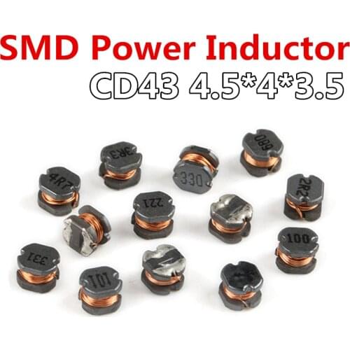 20pcs/lot CD43 SMD Power Inductor 4.5*4*3.5 1UH 2.2UH 3.3UH 4.7UH 6.8UH 10UH 22UH 33UH 47UH 68UH 100UH 150UH 220UH 330UH 470UH