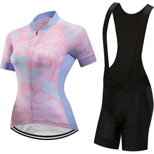 2021 Summer Fashion Cycling Jersey Set BIB Shorts Women Bicycle Clothes MTB Suit Female Uniform Road Bike Clothing Dress Gel Kit