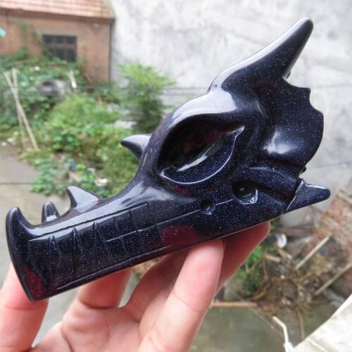 398g Rare Realistic 100% Natural Golden Sand Gemstone Crystal Dragon Head Skull for Collection Meditation Reiki Healing