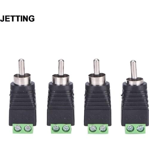 4pcs/Lot CCTV Phono RCA Male Plug TO AV Terminal Connector Video AV Speaker Wire Cable To Audio Male RCA Connector Adapter