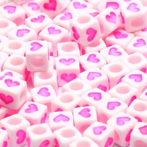 6mm Mixed Rose Red Heart Acrylic Beads Alphabet Square Cube Spacer Loose Beads For Jewelry Making Diy Handmade Bracelet Necklace