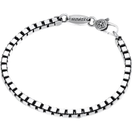 BOCAI New 925 silver fashion jewelry vajra S925 silver vintage Korean style man bracelet box chain six-character mantra bracelet