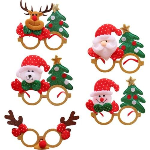 Christmas Party Glasses Santa Claus Snowman Snowflake Tree Elk Paper Glasses Party Photo Props Christmas Decoration For Home