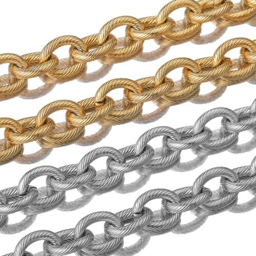 1 Meter 12mm Thick Stainless Steel Big Rolo Cable Gold Chunky Chain Bulk Neckalce Chains for Jewelry Making DIY Accessories