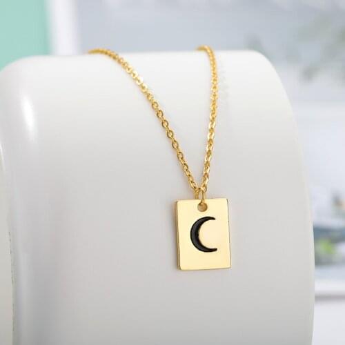 Fashion Moon Pendant Necklace For Women Men Gold Stainless Steel Chain Party Charm Jewelry Gift Accessories
