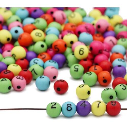 Digital Numbers Acrylic Mixed Color Round Spacer Loose Beads For Jewelry Making Handmade DIY Bracelets Accessories Findings 8MM