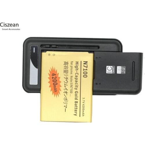 Ciszean 1x EB595675LU Gold Replacement Battery For Samsung Galaxy Note 2 II Note2 N7100 N7102 N7105 4200mAh + Universal Charger