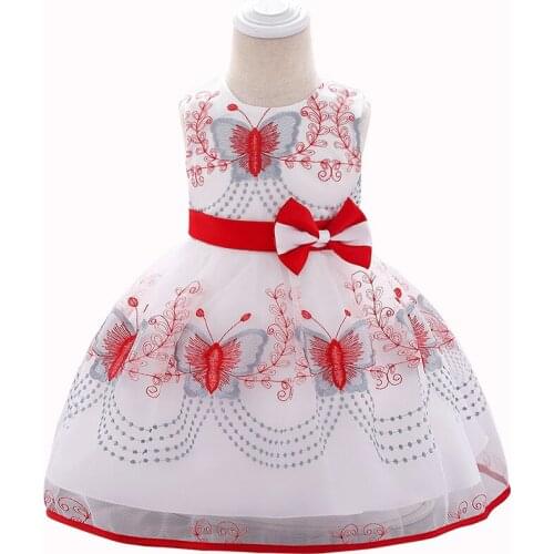 2019 Summer Baby Girl Dresses Butterfly Embroidery Baptism Toddler Kids Dresses For Girls Birthday Party wedding Baby Clothing