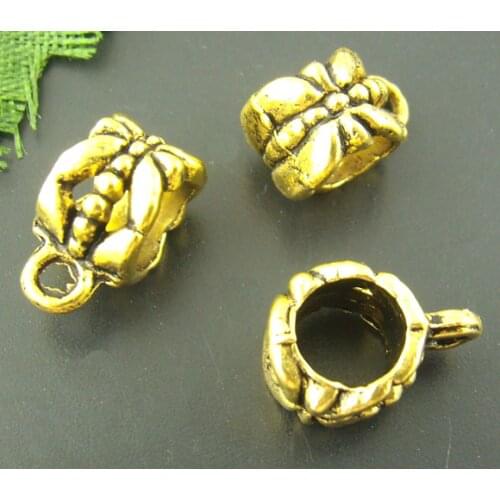 DoreenBeads 50PCs antique gold color Charms Bail Beads 6x12mm Big Hole (B01325)