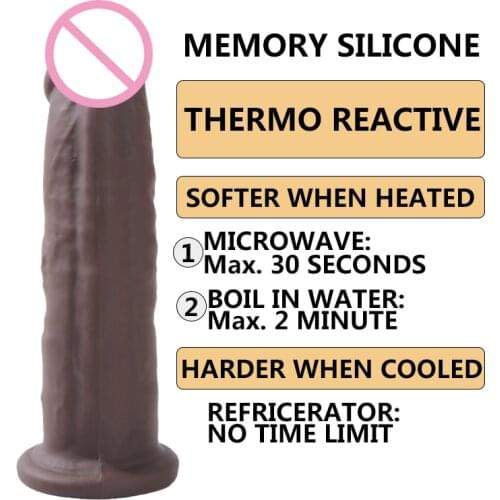 Dual density Memory soft silicone dildo thermo reactive with suction cup artificial big penis dick masturbator erotic 22078