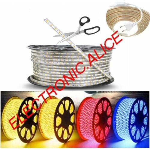 Flexible 5050 1M-20M 60leds/m LED Strip SMD Light rope tape 220V 230V Waterproof