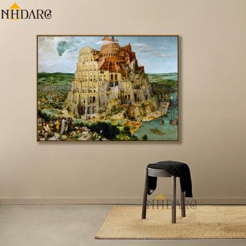 Classic Artwork Bruegel Pieter The Tower of Babel Canvas Print Painitng Poster Wall Pictures for Living Room Wall Art Home Decor