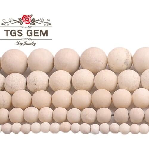 Natural Stone Matte Riverstone Fossils Stone Round Loose Beads For Bracelet Necklace Jewelry Making 4 6 8 10 12mm