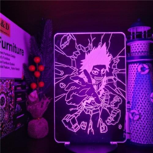 My Hero Academia 3D Lamp Eijiro Kirishima LED Night Light Boku No Hero Anime Figure Lampara Bedroom Decoration Lighting Lampe
