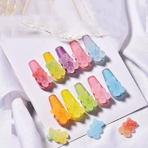 Cute Gummy Bear Nail Art Ornaments Soft Pottery Three-Dimensional Mixed Color Nail Art Decoration DIY Manicure Design