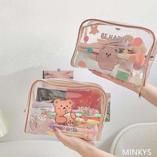 MINKYS New Kawaii Bear Rabbit Super Big Capacity Stationery Storage Bag Pen Pouch Cute Girls Gift School Stationery