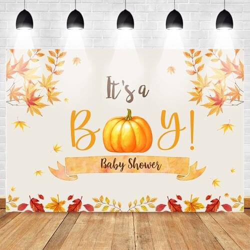 MOCSICKA Baby Shower Backdrop Little Pumpkin Theme Newborn Party Background Autumn Maple Leaf Photography Backdrops Photocall