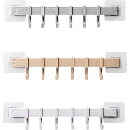 Wall Mounted Plastic Kitchen Cabinet Wall Cabinet Hook Bathroom Storage Strong Sticky 6 Hooks Up Wall Rails Towel Shelf Rack