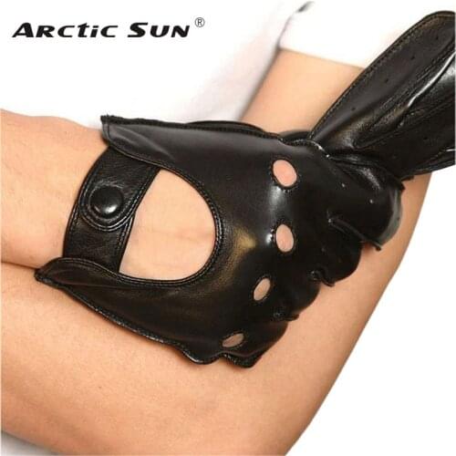 Adult Men Sheepskin Glove Breathable Wrist 2020 Real Genuine Leather Black Solid Fashion Driving Gloves Free Shipping M018w