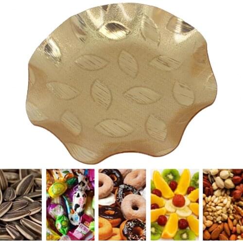 Fruit Tray Leaf Pattern Well-designed Golden Color Jewelry Trinket Dish for Fruit Key Bracelet Necklace Jewelry Storage Tray