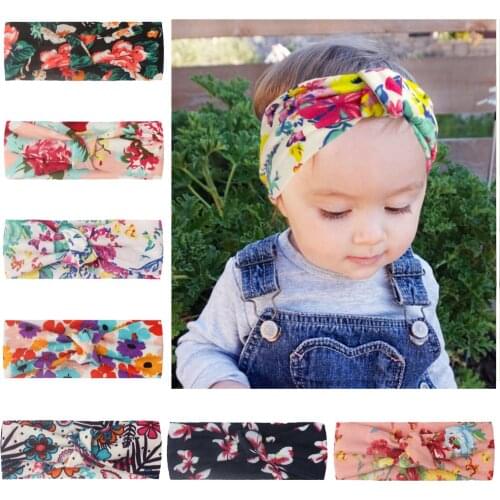 Knot Headband Baby Flower Printed Headband for Newborn Bebes Cross Bowknot Headbands Headwrap Kids Floral Turban Bandeau Bebe