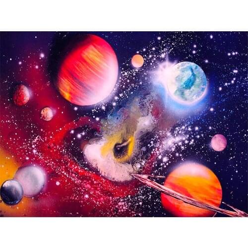 Universe Space Landscape DIY 11CT Cross Stitch Embroidery Kits Craft Needlework Set Cotton Thread Printed Canvas Home Room