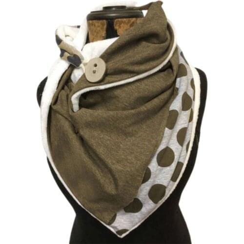 Fashion Winter Women Scarf Soild Dot Printing Button Soft Wrap Casual Warm Scarves Shawls Scarf Women Clothing Accessories