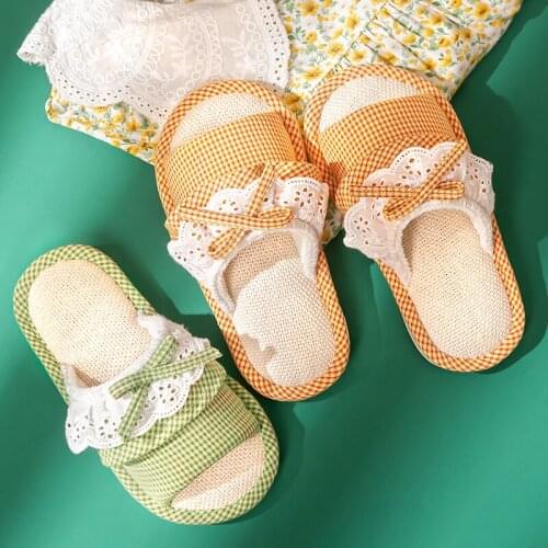 Kids Rubber House Slippers For Home Children Girl Spring Soft Woman Shoes Flat Toddler Baby Bow Lace Casual Indoor Flip Flop New