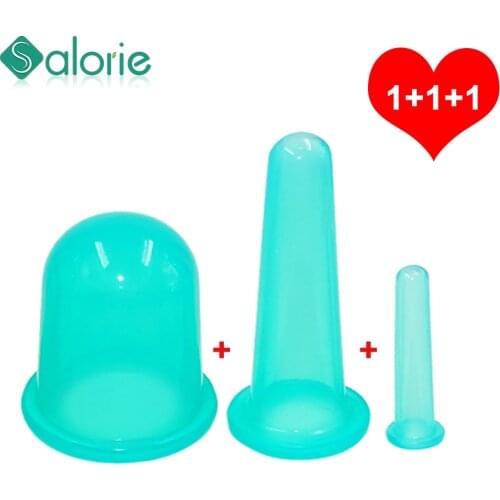 3pcs Silicone Jar Vacuum Cuppings Cans for Body Neck Facial Massage Suction Cans Anti Cellulite Cups Set Health Care Tool