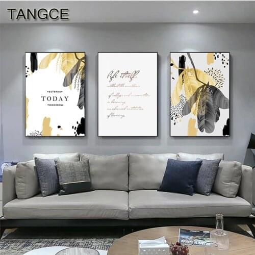 Nordic Yellow Leaves Abstract Canvas Painting Wall Art Print Poster Picture Decorative Painting Living Room Fashion Decoration