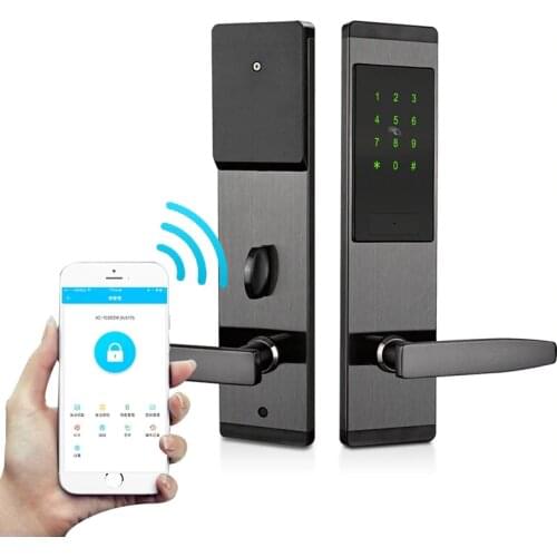 Wifi Smart Door Lock Bluetooth IC Card RFID Door Lock APP Mobile Phone Control Wooden Electric Security Alarm Door Lock