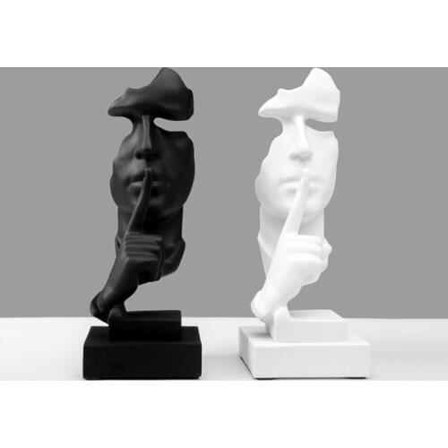 Modern Abstract Resin Black and white Silence Is Gold Statues Office Home Decoration Sculptures Figurine Ornaments Gift 21
