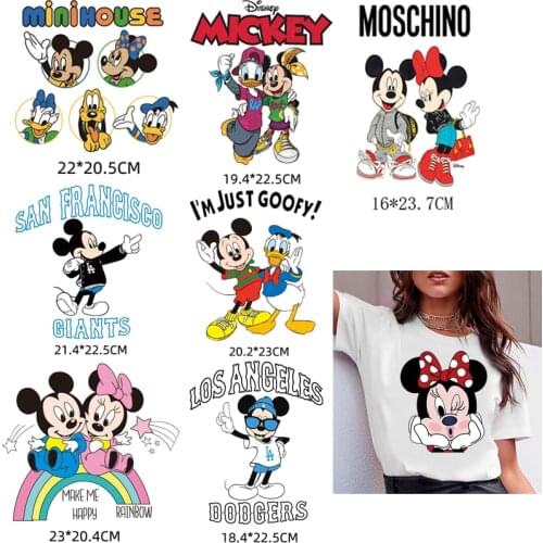 Disney Cartoons Mickey Minnie Donald Duck Anime girl boy DIY clothes ironing stickers Ms child Washable heat transfer stickers