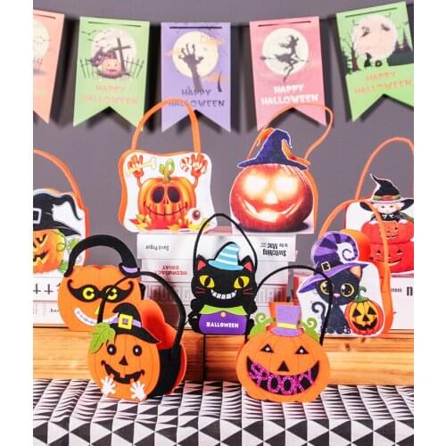 Halloween Pumpkin Tote Bag kindergarten candy box cloth bag pumpkin bucket girl sugar scare prop witch