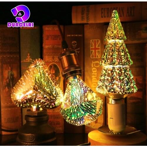 3D Decoration LED Bulb E27 6W 110V 220V Vintage Edison Light Bulb Star Fireworks Lamp Holiday Night Light Novelty Christmas Tree