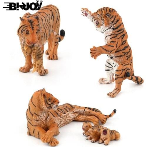 Ferocious Wild Animal Tiger Model PVC Doll Figurine Home Decoration Lifelike Ornament Kids Educational Toys for Children