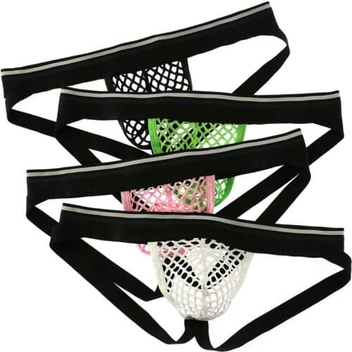 4PCS/Lot Mens Thongs Sexy Underwear Bikini Briefs Hombre Open Butt Underpants G-strings Gay Jockstrap Mesh Male Homme Panties