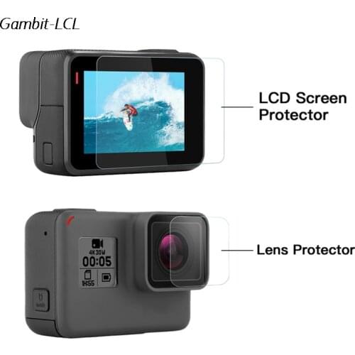 2PCS Tempered Glass Lens + LCD Screen Protector For GoPro Hero 8 7 6 5 Hero7 Hero6 Hero5 HERO8 Black Camera Film Go pro cover