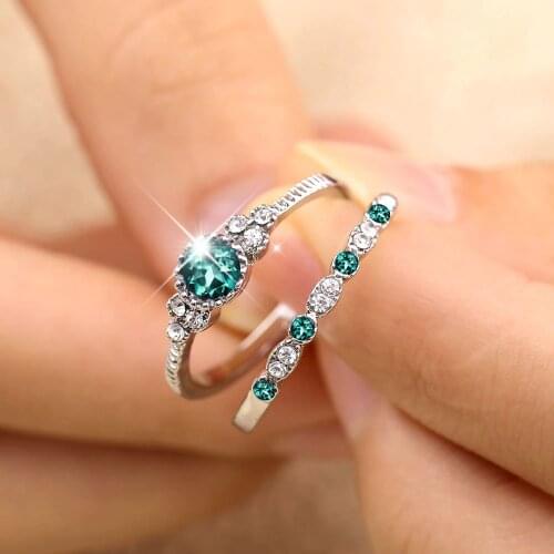 Vienkim Oval Green CZ Crystals Wedding Rings for women Micro Paved AAA Zircon Engagement Ring Female Jewelry Anel Bague Femme
