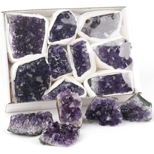 1Box Natural Amethyst Cluster High Quality Energy Stones Crystal Quartz Divination Stones Natural Stones Raw Minerals Home Decor