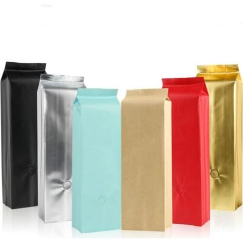 100pcs 100x340x60mm 454g coffee bean organ bag aluminum foil sealing pocket food tea candy packaging bags kitchen storage pouch