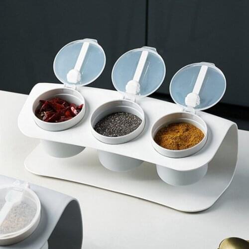 2PCS Home Storage Organizers Kitchen Storage Containers Container Seasoning Container Lid with Spoon Seasoning Box