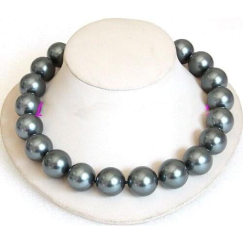 20mm 100% Tahitian black south sea shell pearl necklace