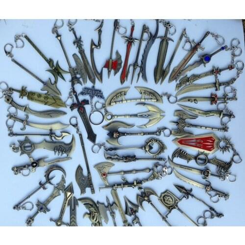 2015 New Arrival Hot Sale Weapon Keychain LOL Keychain Metal Pendant Key Rings Wholesale 200pcs/lot Mix Designs