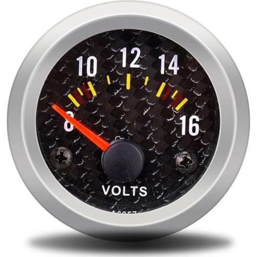 52mm Voltmeter Gauge Meter Carbon Fiber Voltmeter 12v Gauge Volts Car Volt Meter Sensor LED motorcycle painel moto universal