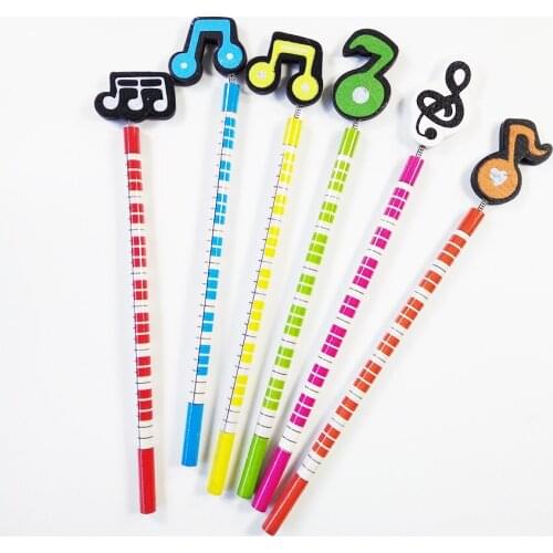 6 Pcs/lot Fancy Music Pencil Party Favor Christmas Gift Office School Writing Supplies
