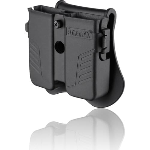 Amomax Double Tactical Hunting Magazine Pouch for Universal 9mm .40 .45 Caliber Single Double Stack Magazines - Black