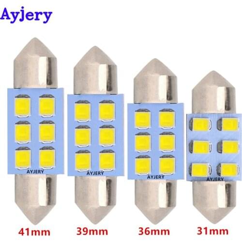 AYJERY Wholesale Price !! 2000PCS C5W 31mm 36mm 39mm 41mm White 3528 1210 6 Smd Festoon Dome LED Light Bulbs 6 Led Reading Light