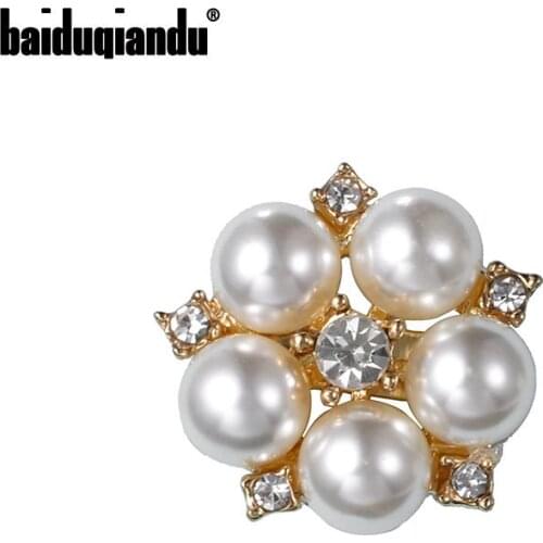 Baiduqiandu New Arrival Small Simulated Pearl Flower Brooch Pins for Kids or Women