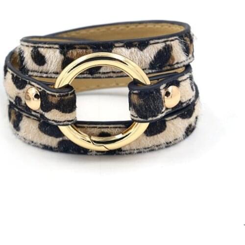 D&D Leopard Big Leather Bracelets For Women Girl Bangle Female Jewelry Design Geometric Statement Jewelry Cool Wholesale